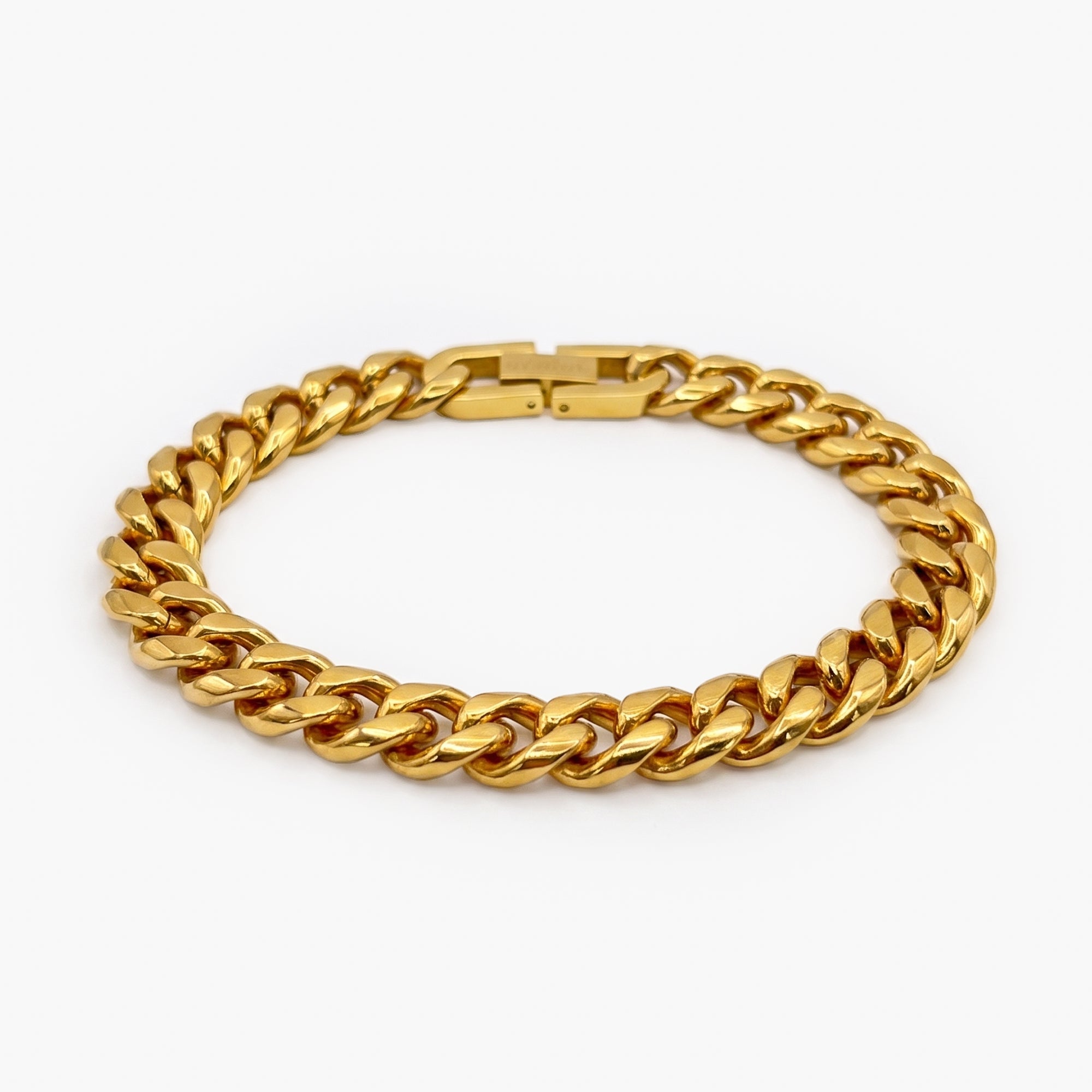 Men's Gold Colour Stainless Steel 10mm Cuban Link Bracelet