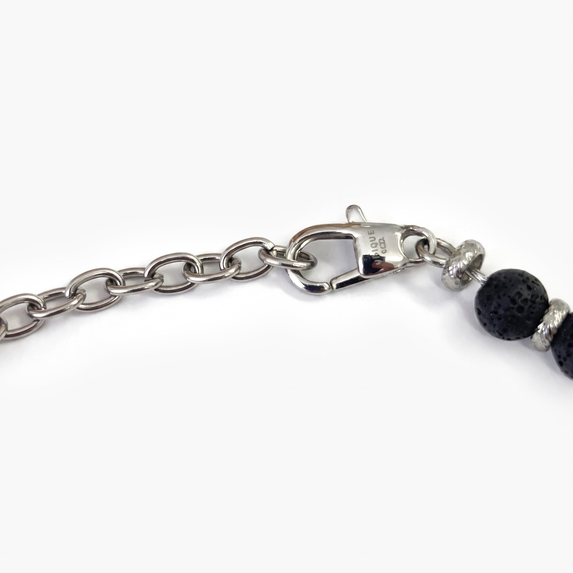 Men's Black Lava Bead & Stainless Steel Bracelet