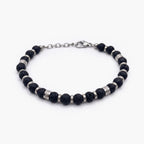 Men's Black Lava Bead & Stainless Steel Bracelet