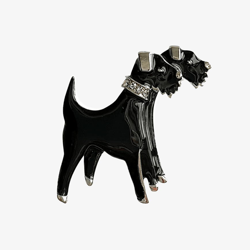 NEW Double Dog Black Brooch - Jordans Jewellers