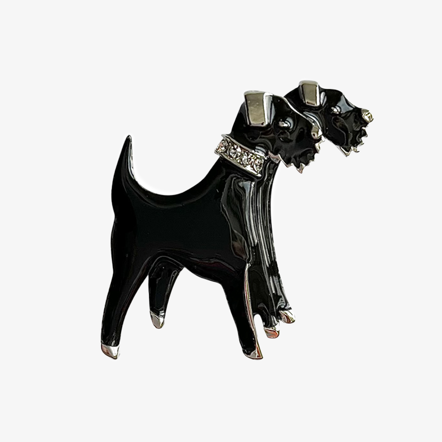 NEW Double Dog Black Brooch