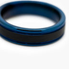Men's Blue and Black Tungsten Carbide Ring
