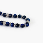 Men's Blue Tiger Eye & Stainless Steel Beaded Bracelet