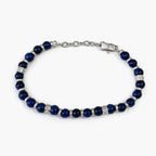 Men's Blue Tiger Eye & Stainless Steel Beaded Bracelet