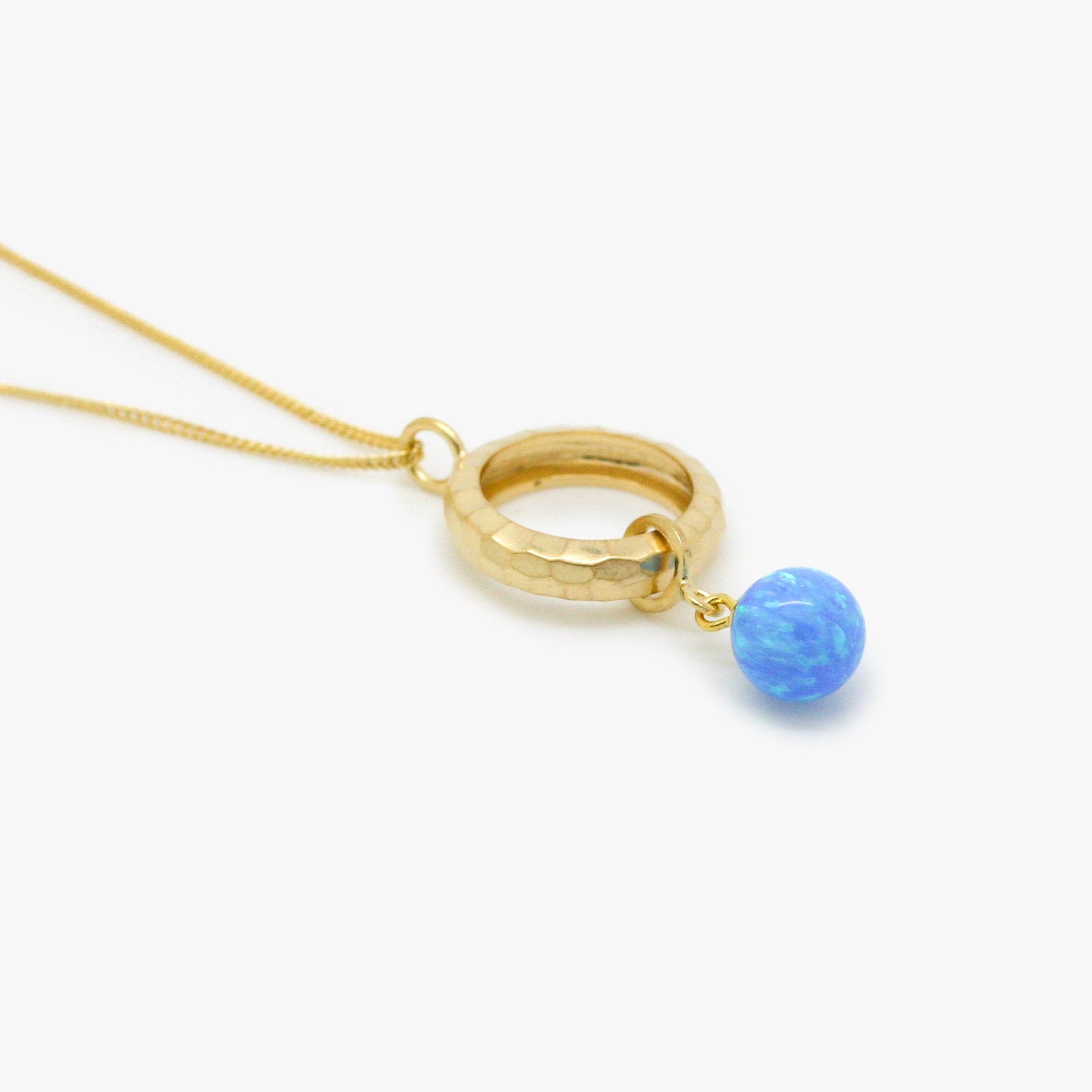 Rolled Gold Sliding Blue Created Opal Pendant Necklace - Jordans Jewellers