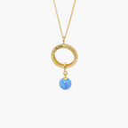 Rolled Gold Sliding Blue Created Opal Pendant Necklace - Jordans Jewellers