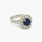 Platinum Sapphire and Diamond Cluster Ring - Jordans Jewellers