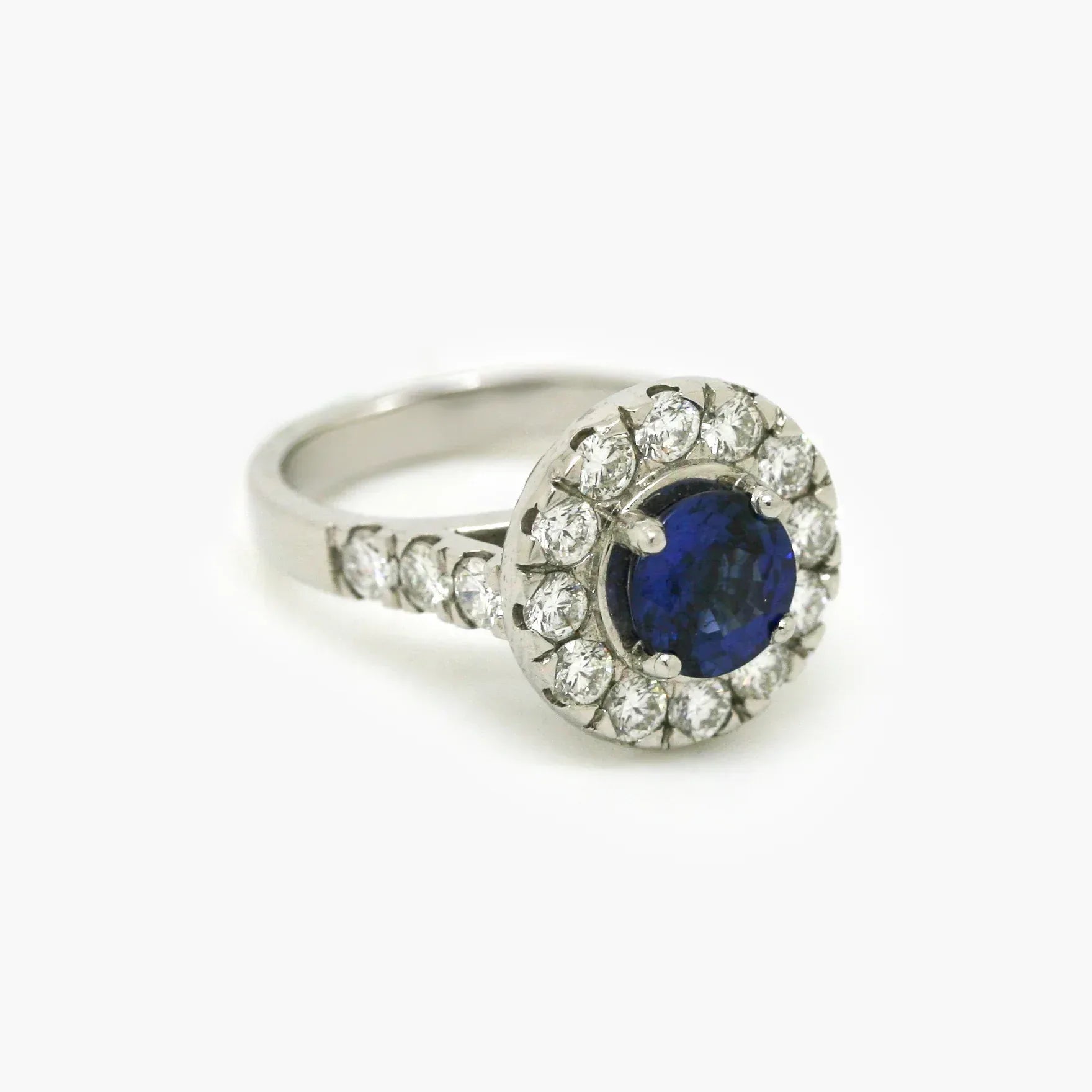 Platinum Sapphire and Diamond Cluster Ring - Jordans Jewellers