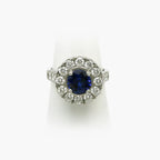 Platinum Sapphire and Diamond Cluster Ring - Jordans Jewellers