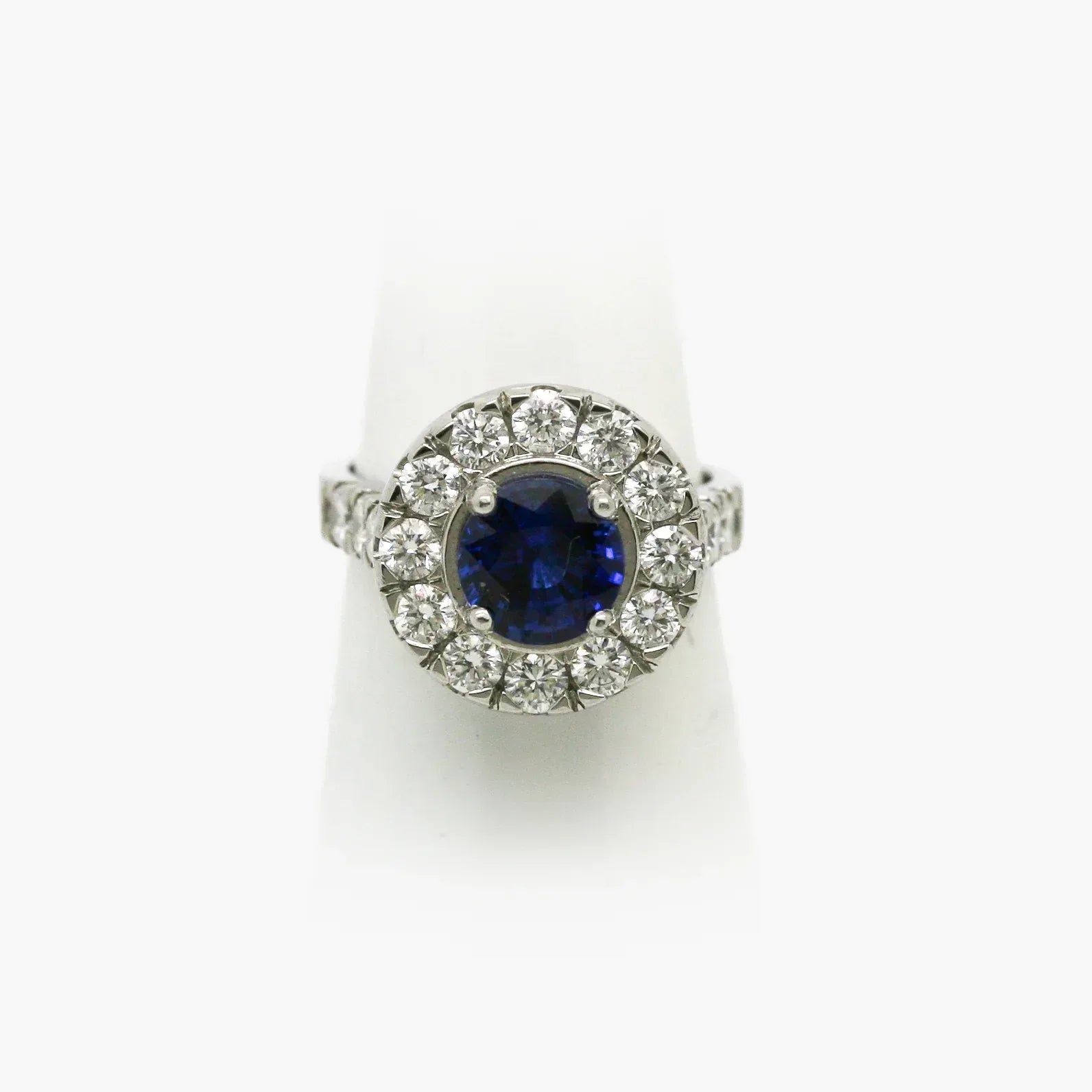 Platinum Sapphire and Diamond Cluster Ring - Jordans Jewellers