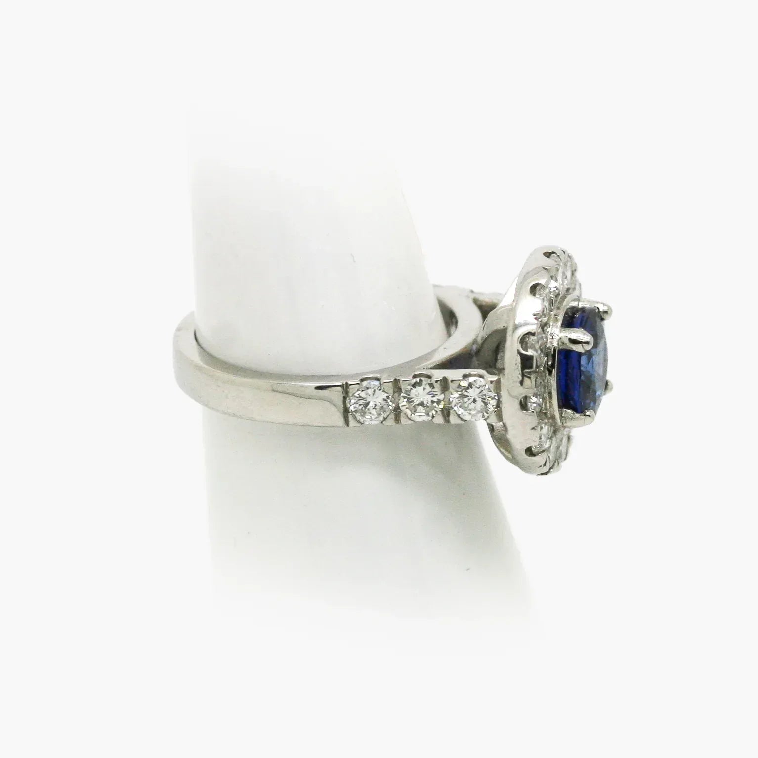 Platinum Sapphire and Diamond Cluster Ring - Jordans Jewellers