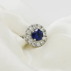 Platinum Sapphire and Diamond Cluster Ring - Jordans Jewellers