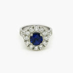 Platinum Sapphire and Diamond Cluster Ring - Jordans Jewellers