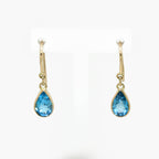 Blue Topaz Drop Earrings in 9ct Yellow Gold - Jordans Jewellers