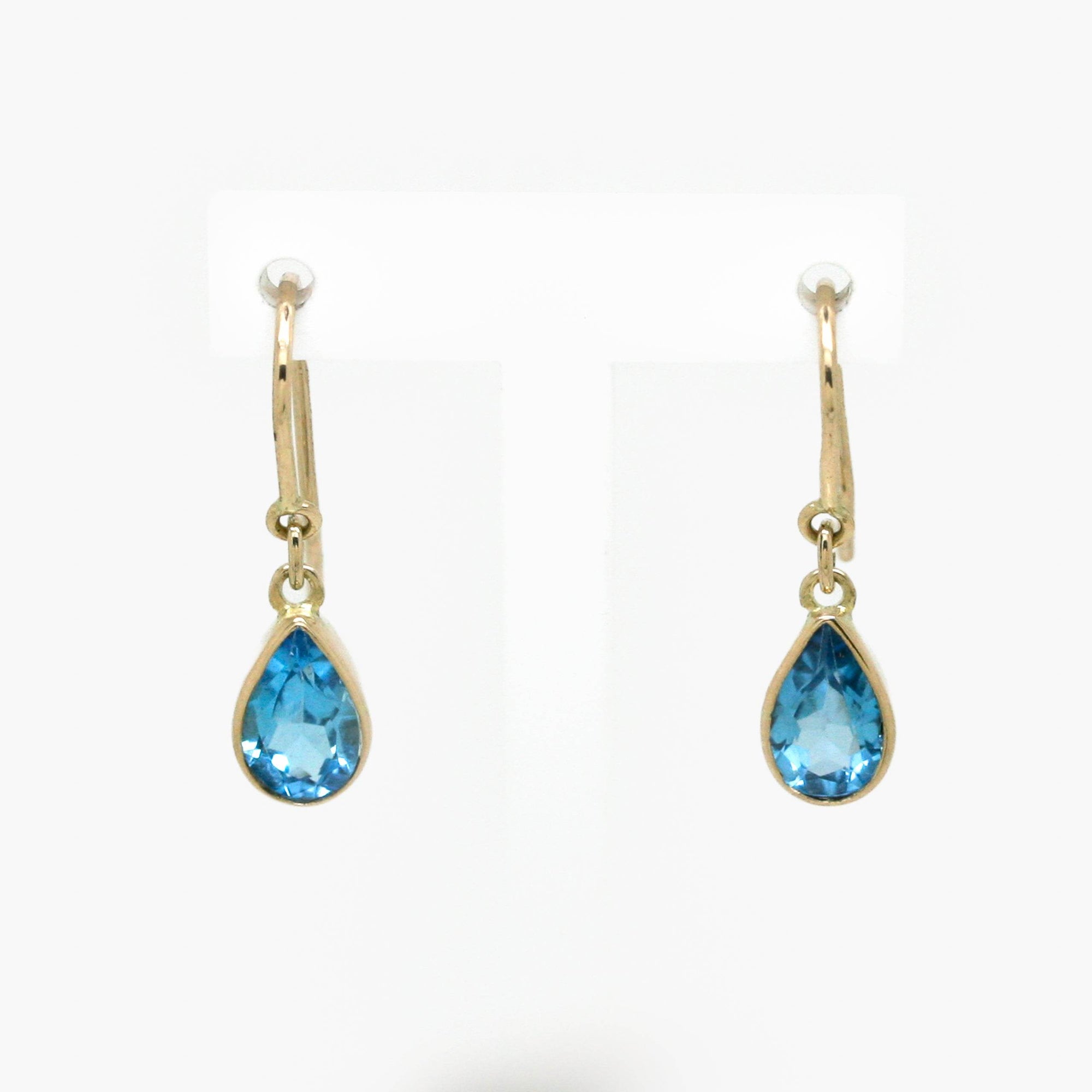 Blue Topaz Drop Earrings in 9ct Yellow Gold - Jordans Jewellers