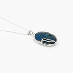 Silver Oval Blue Agate Pendant Necklace - Jordans Jewellers