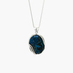 Silver Oval Blue Agate Pendant Necklace - Jordans Jewellers