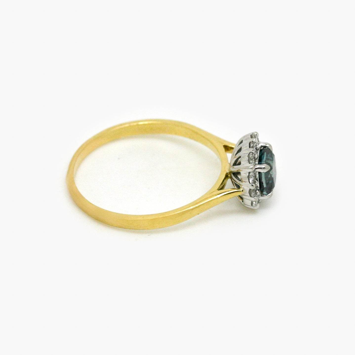 18ct Gold Blue Diamond and White Diamond Cluster Ring - Jordans Jewellers
