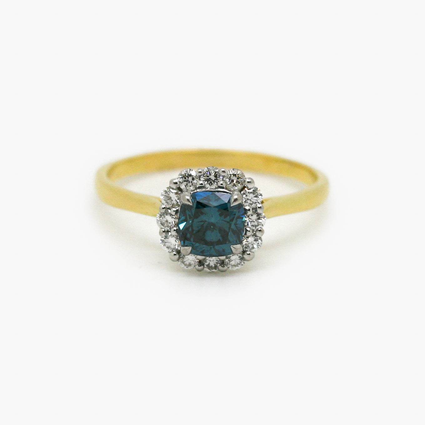 18ct Gold Blue Diamond and White Diamond Cluster Ring - Jordans Jewellers