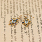 9ct Yellow Gold Sapphire and Blue Topaz Filigree Drop Earrings - Jordans Jewellers