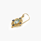 9ct Yellow Gold Sapphire and Blue Topaz Filigree Drop Earrings - Jordans Jewellers
