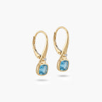 9ct Yellow Gold Blue Topaz & Diamond Lever Back Drop Earrings