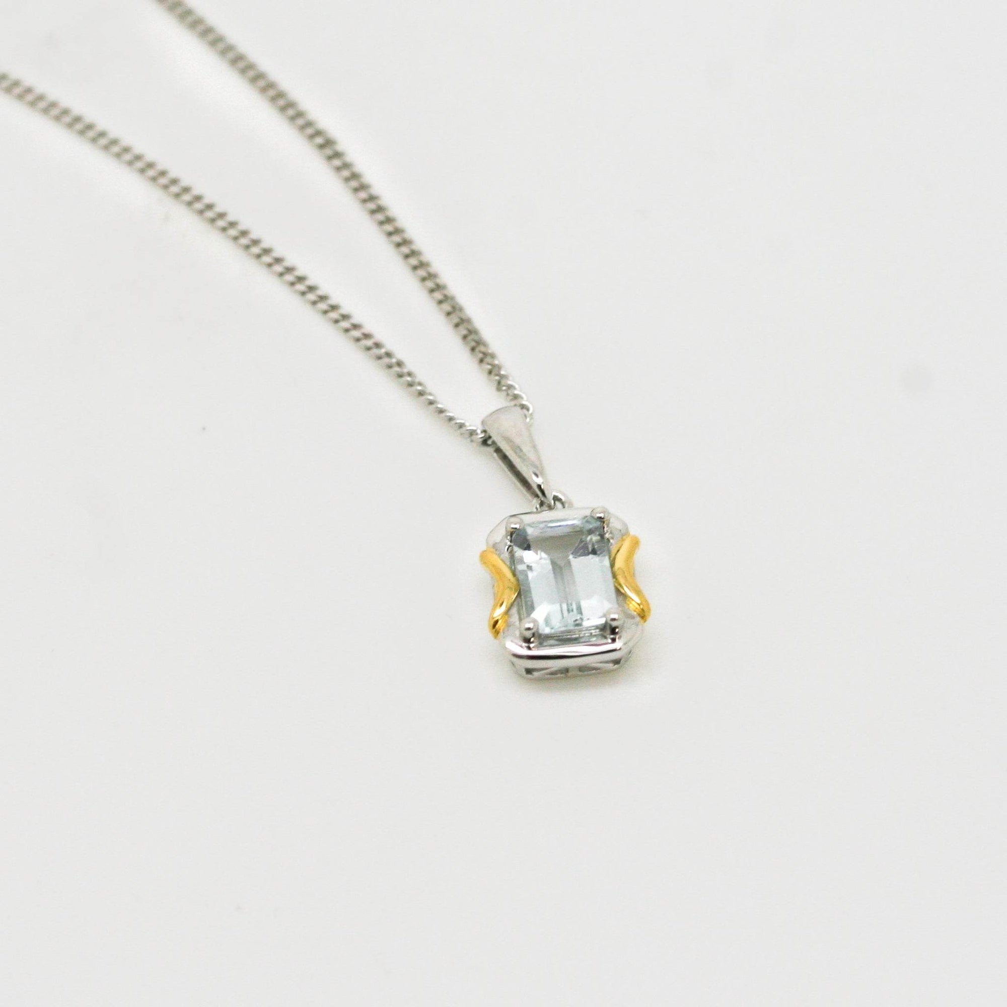 Octagon Aquamarine Pendant Necklace - Jordans Jewellers