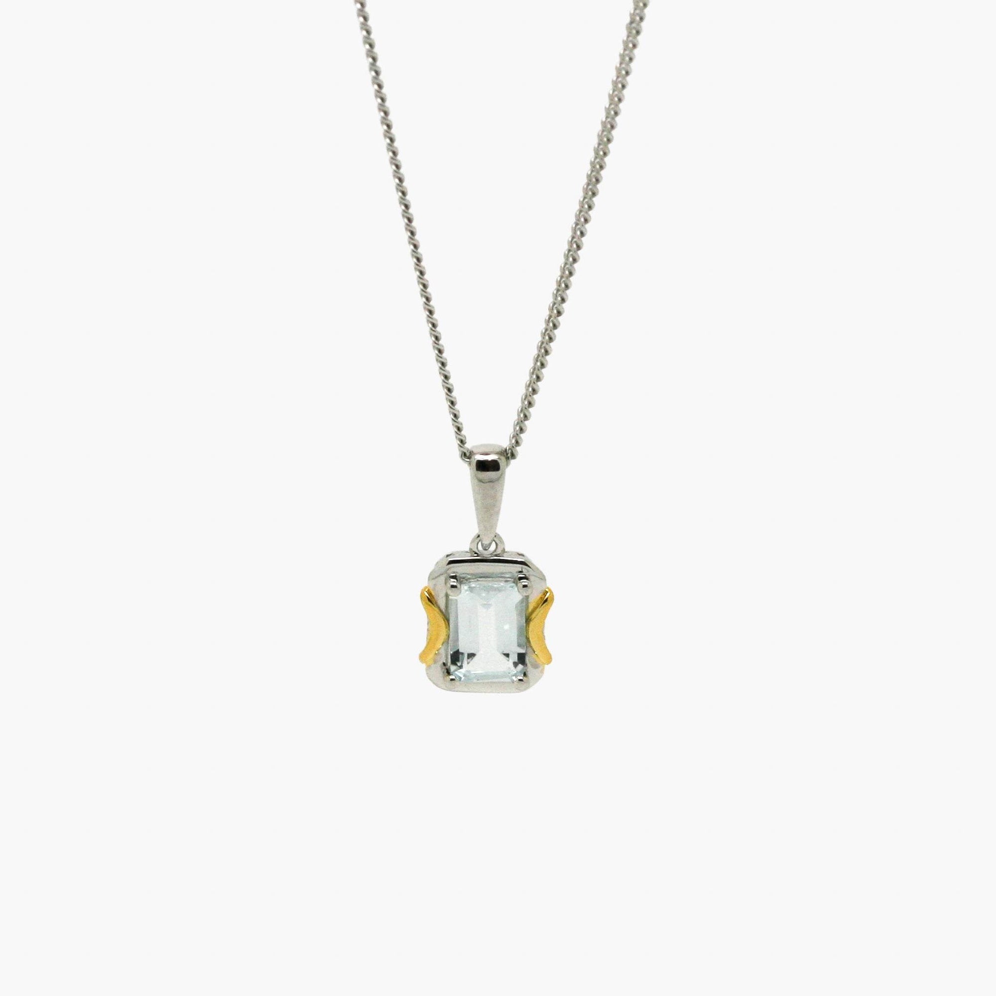 Octagon Aquamarine Pendant Necklace - Jordans Jewellers