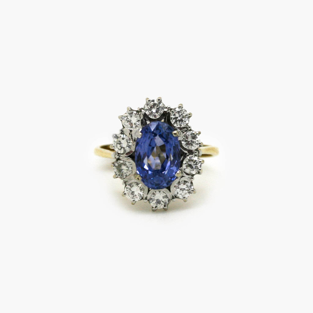Ceylon Sapphire & Diamond Ring in 18ct Gold - Jordans Jewellers