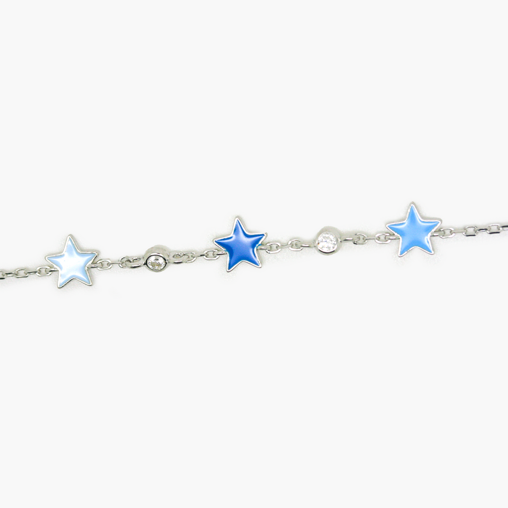 NEW Silver Blue Enamel Star Bracelet