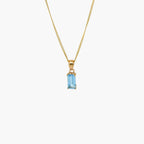 Blue Topaz Baguette Pendant Necklace in 9ct Yellow Gold - Jordans Jewellers