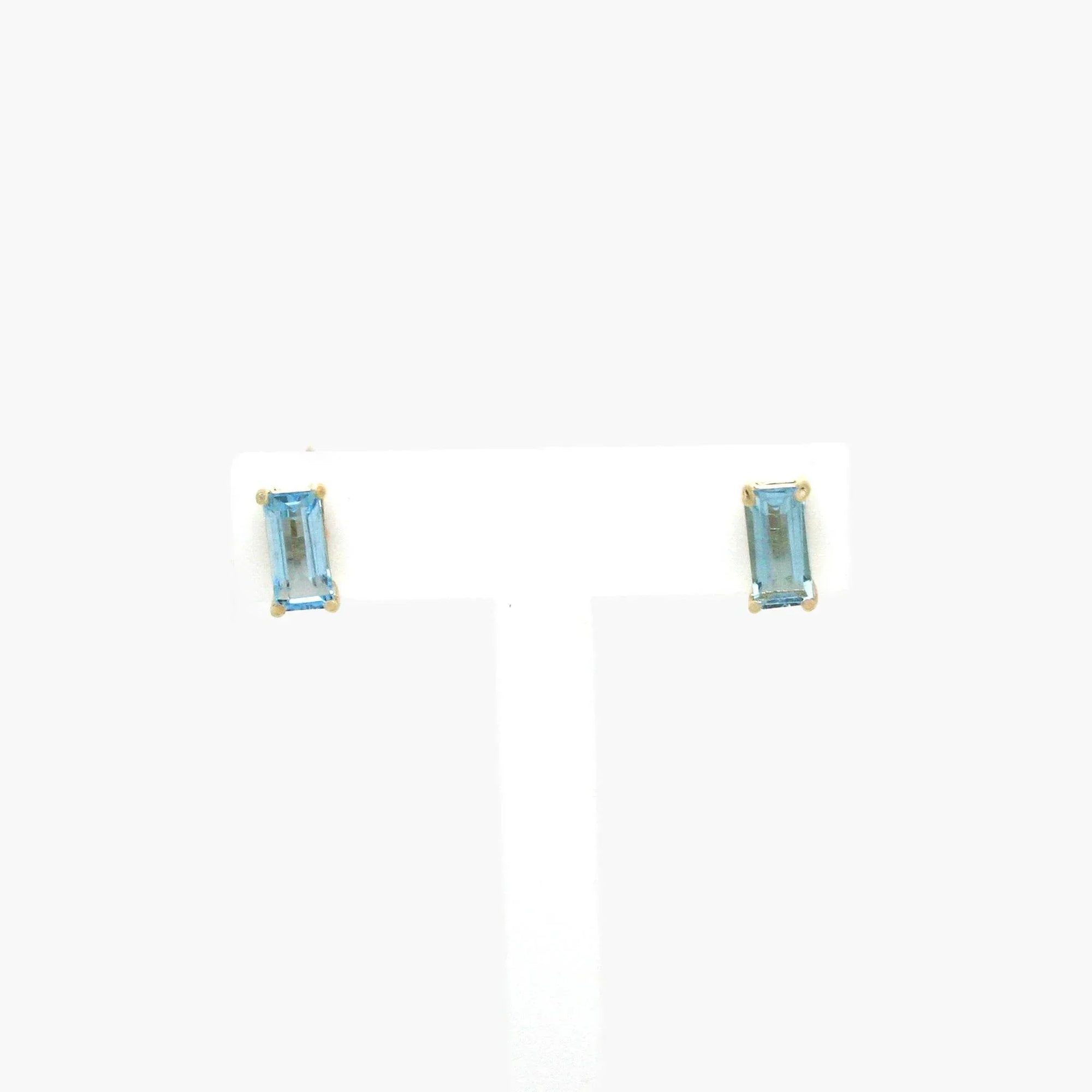 Blue Topaz Baguette Stud Earrings in 9ct Yellow Gold - Jordans Jewellers