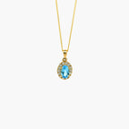 Swiss Blue Topaz & Diamond Pendant Necklace - 9ct Yellow Gold - Jordans Jewellers