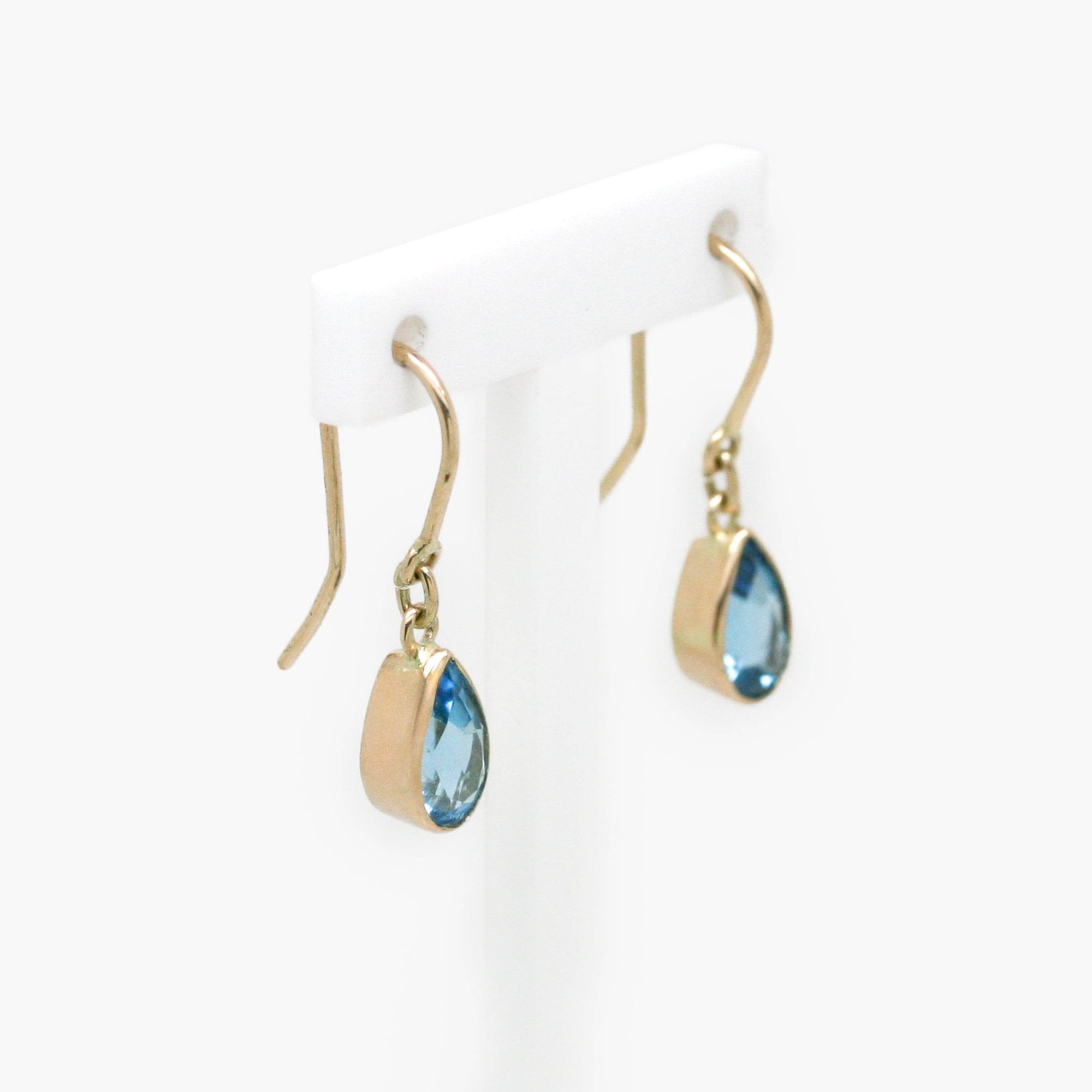 Blue Topaz Drop Earrings in 9ct Yellow Gold - Jordans Jewellers