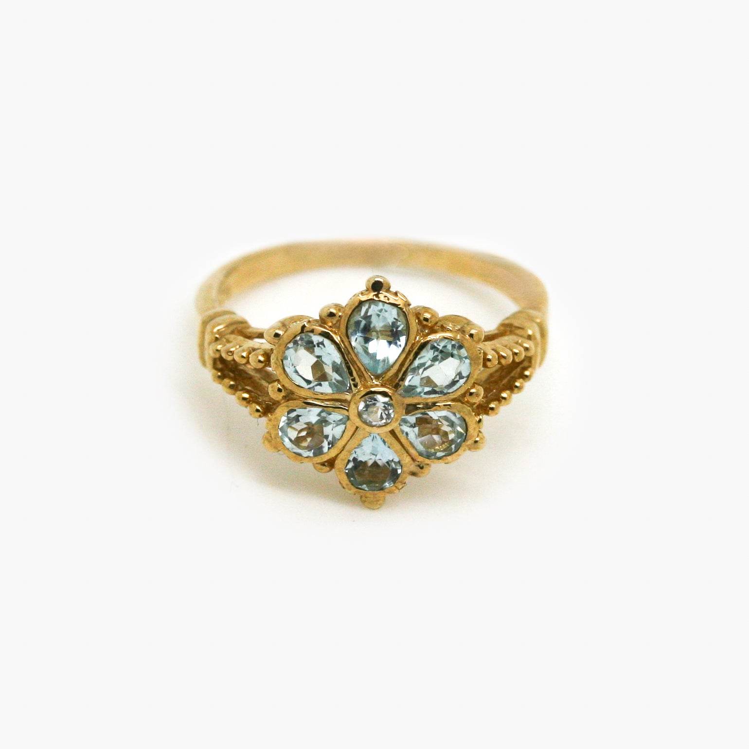 9ct Gold Blue Topaz Flower Cluster Ring - Jordans Jewellers
