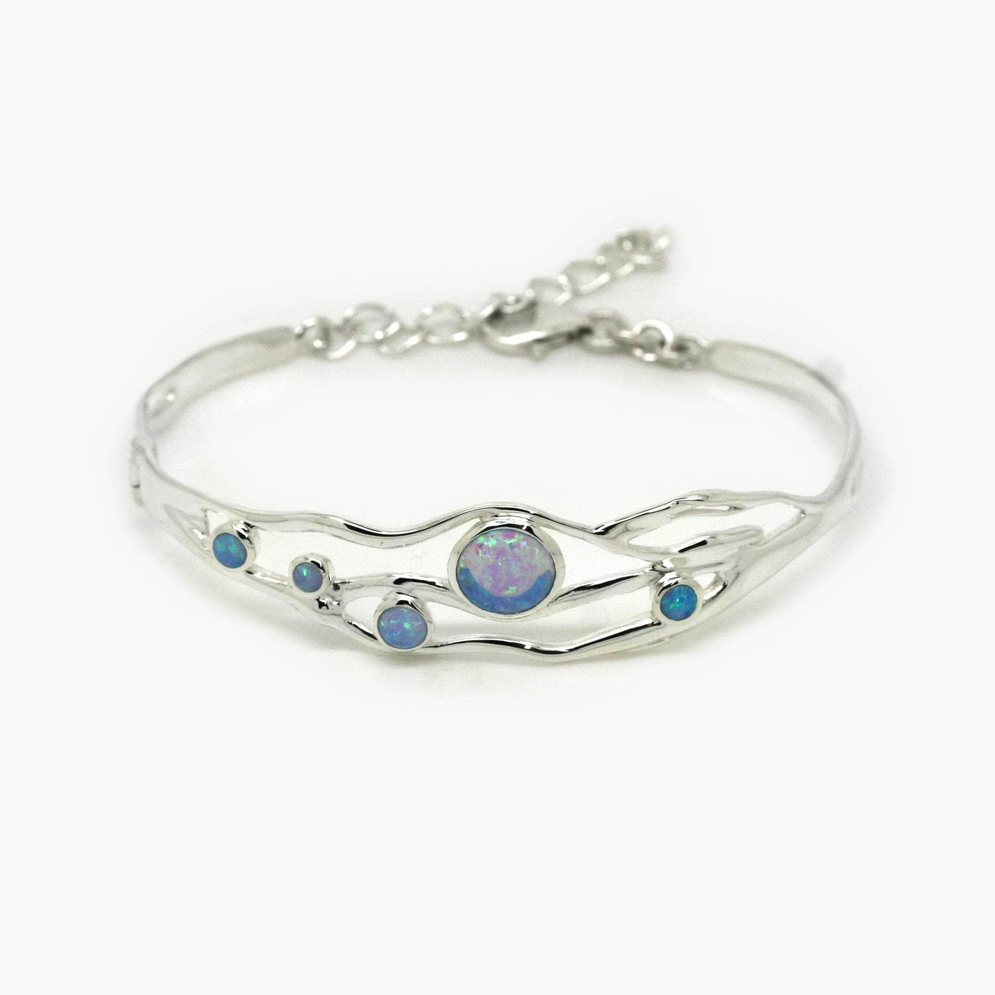 Silver Opalite Bangle with Adjustable Chain - Jordans Jewellers