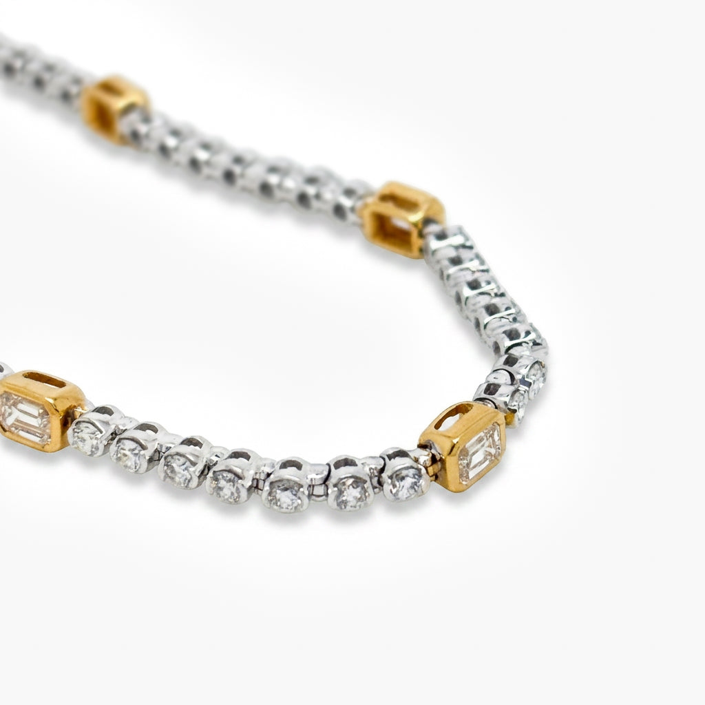 18ct Two-Tone Gold Diamond Tennis Bracelet