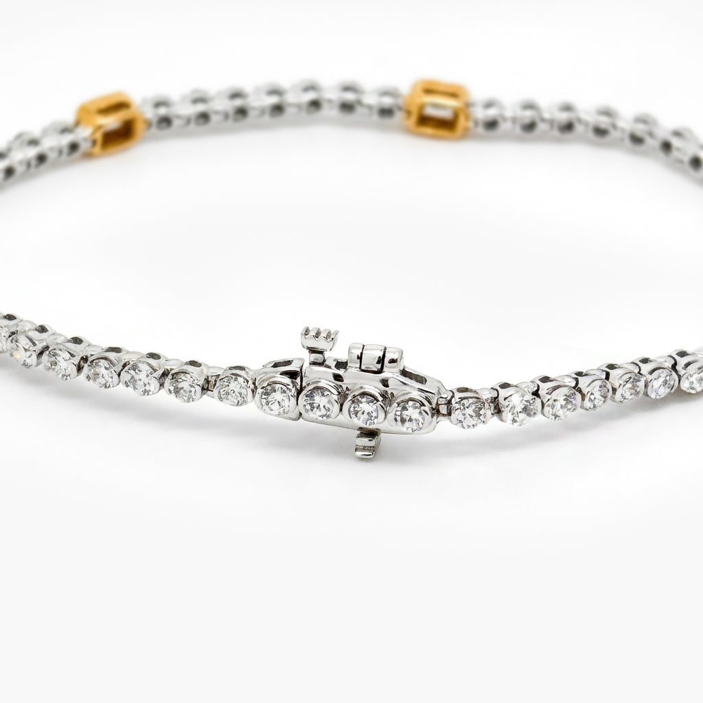 18ct Two-Tone Gold Diamond Tennis Bracelet