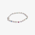 Sterling Silver Multi CZ Link Bracelet - angle view