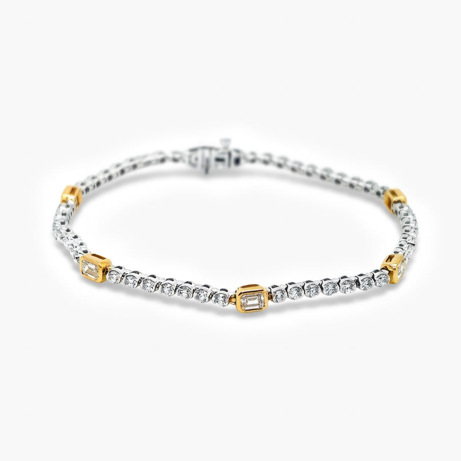 18ct Two-Tone Gold Diamond Tennis Bracelet