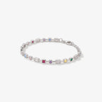 Sterling Silver Multi CZ Link Bracelet - detail view