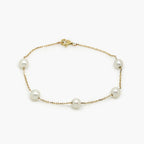 9ct Gold Pearl Station Bracelet - Jordans Jewellers