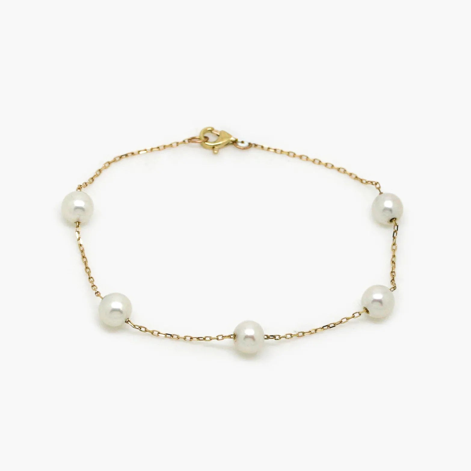 9ct Gold Pearl Station Bracelet - Jordans Jewellers