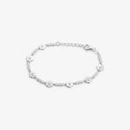 Sterling Silver CZ Flower Link Bracelet - front view