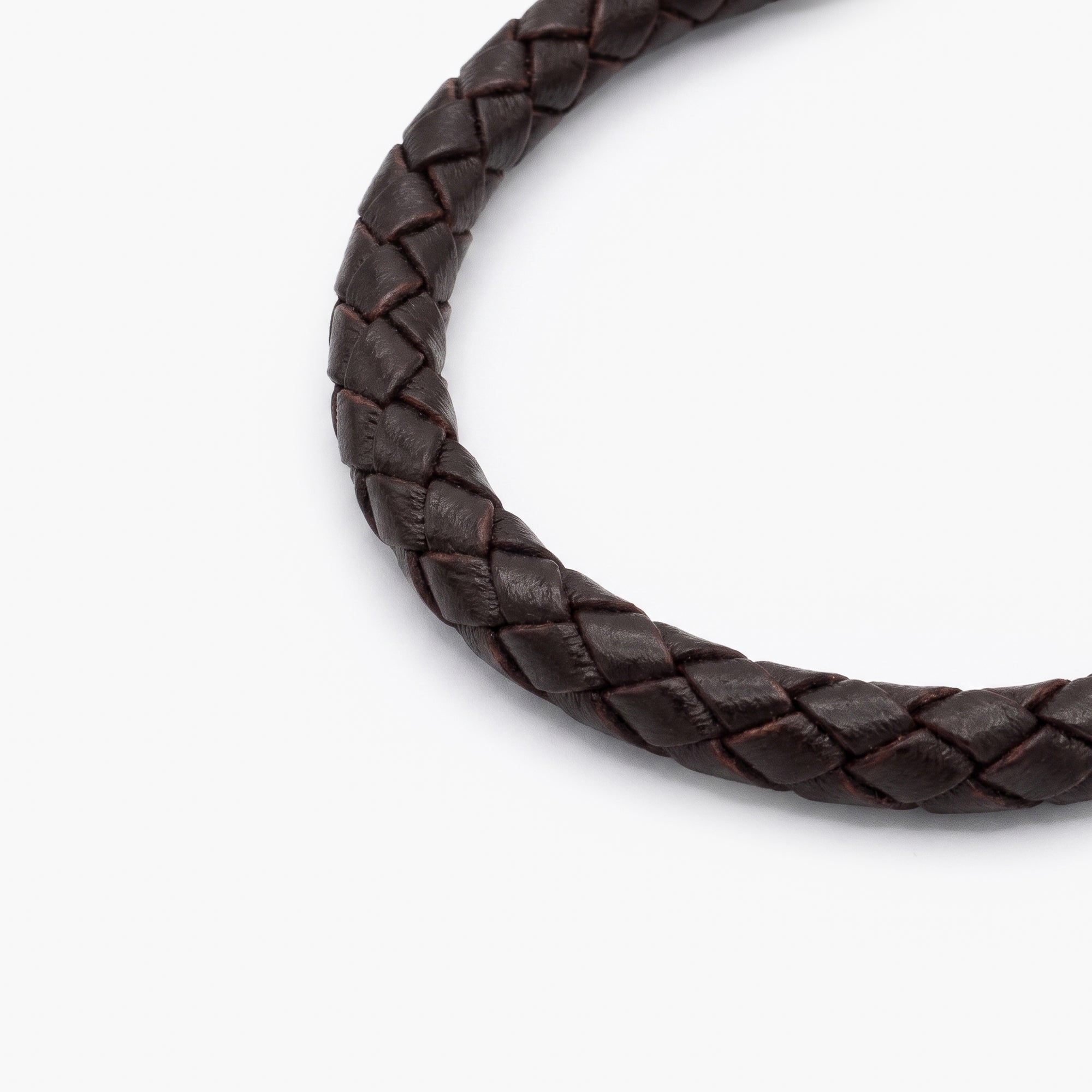 Men's Dark Brown Braided Leather Bracelet
