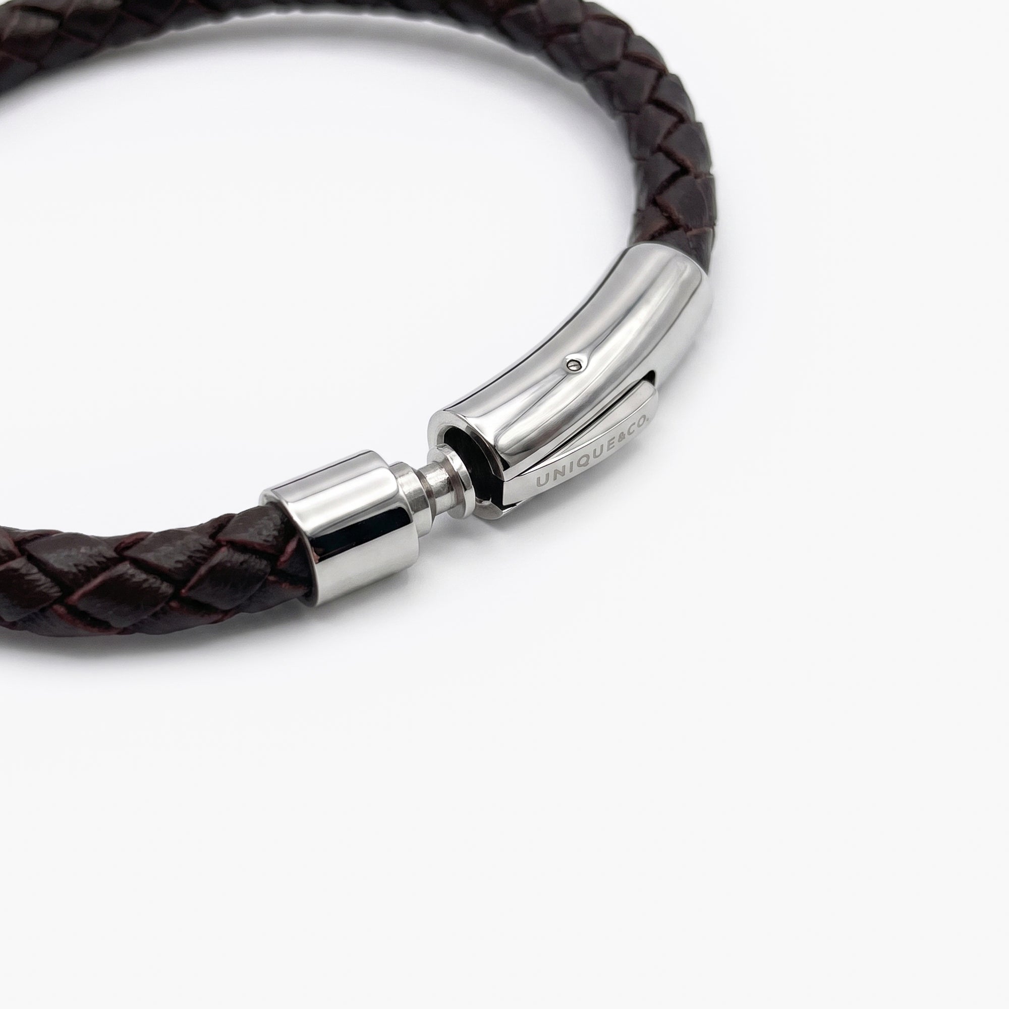 Men's Dark Brown Braided Leather Bracelet