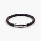 Men's Dark Brown Braided Leather Bracelet