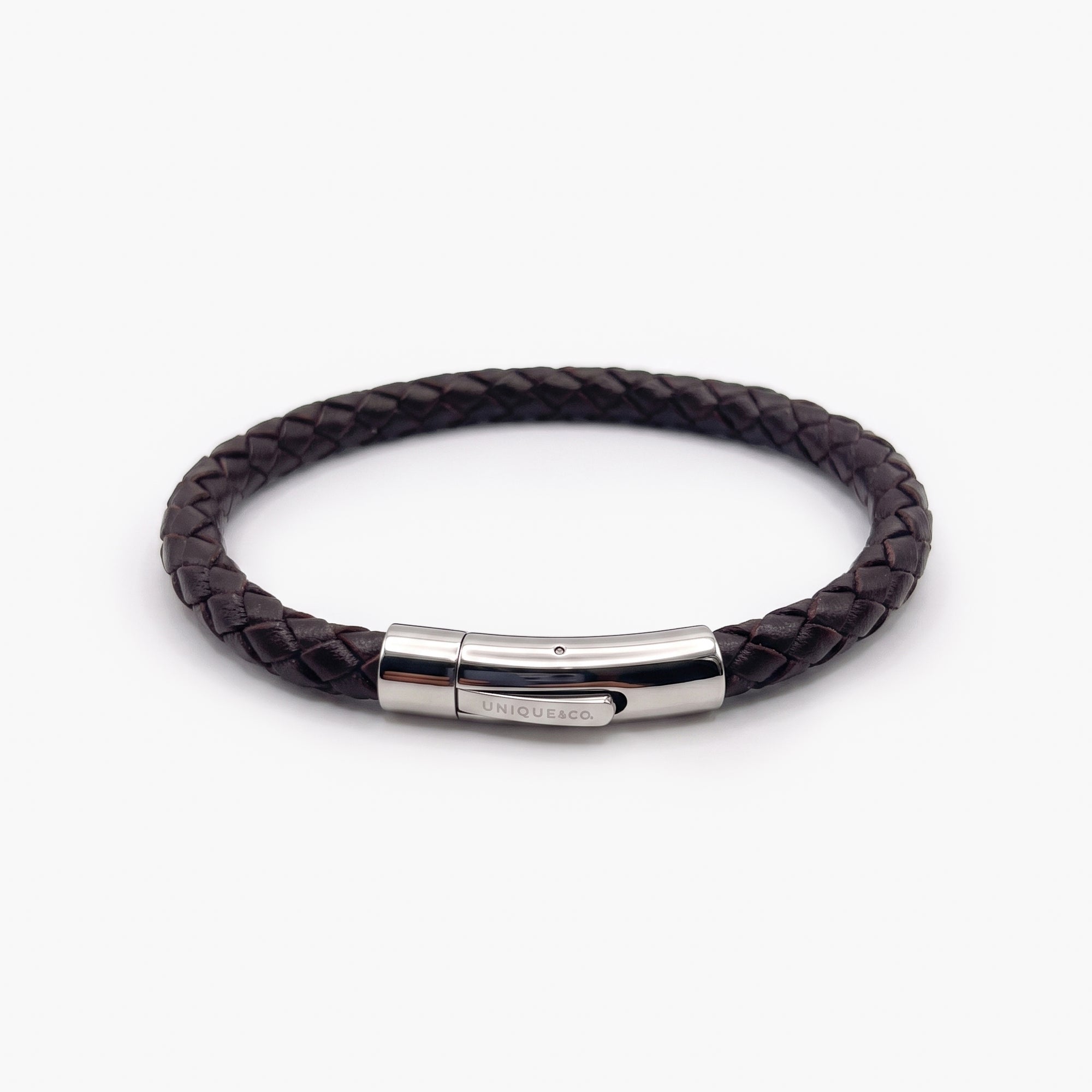 Men's Dark Brown Braided Leather Bracelet