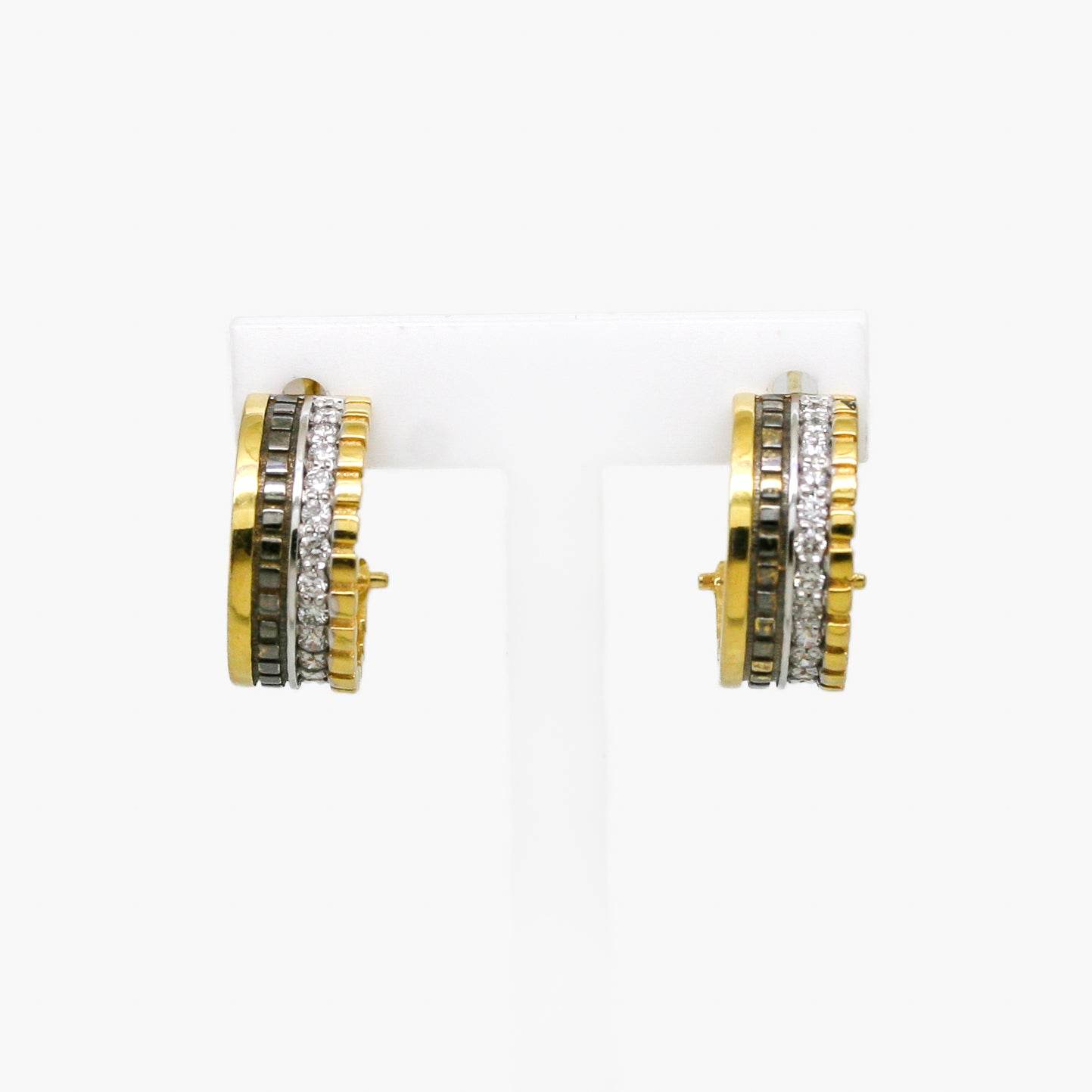 18ct Gold Brown and Nude Diamond Hoop Earrings - Jordans Jewellers