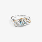 Sterling Silver Blue Topaz & Pearl Ring